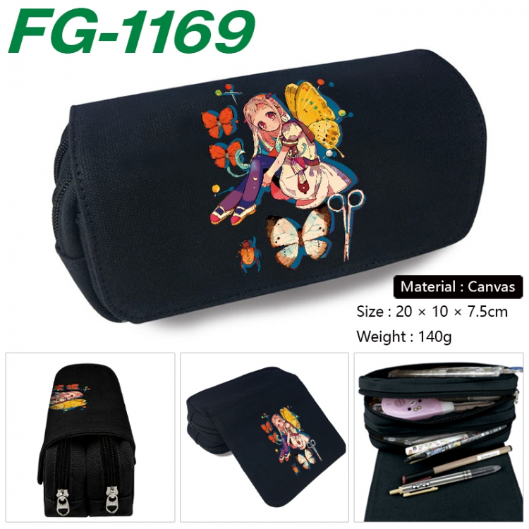 Toilet-bound Hanako-kun Anime Multi-Function Double Zipper Canvas Cosmetic Bag Pen Case 20x10x7.5cm  FG-1169 动