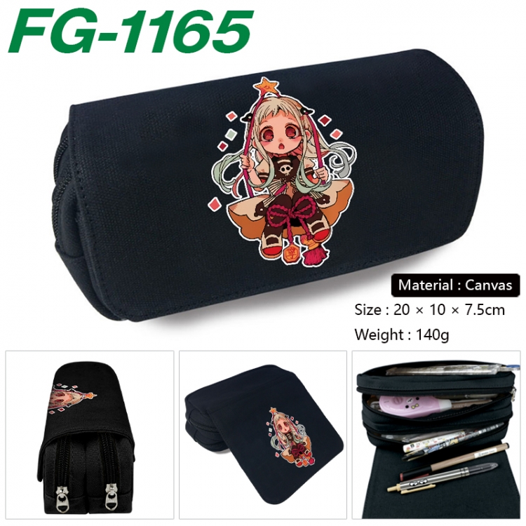 Toilet-bound Hanako-kun Anime Multi-Function Double Zipper Canvas Cosmetic Bag Pen Case 20x10x7.5cm FG-1165