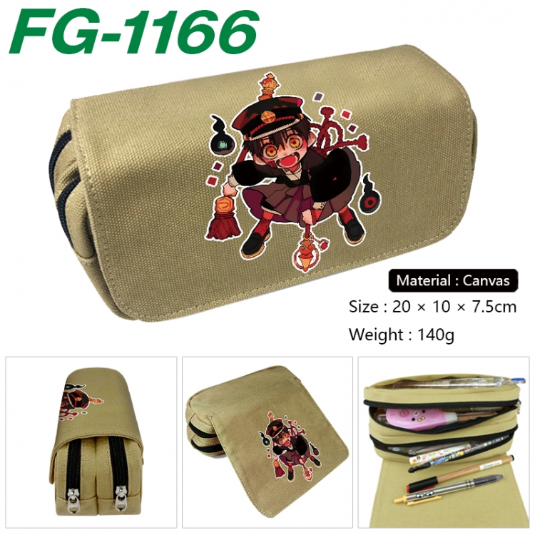 Toilet-bound Hanako-kun Anime Multi-Function Double Zipper Canvas Cosmetic Bag Pen Case 20x10x7.5cm  FG-1166