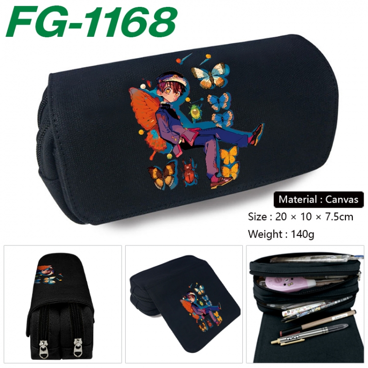 Toilet-bound Hanako-kun Anime Multi-Function Double Zipper Canvas Cosmetic Bag Pen Case 20x10x7.5cm  FG-1168