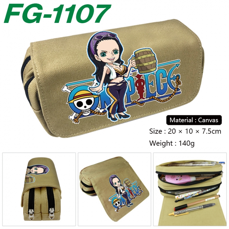 One Piece Anime Multi-Function Double Zipper Canvas Cosmetic Bag Pen Case 20x10x7.5cm