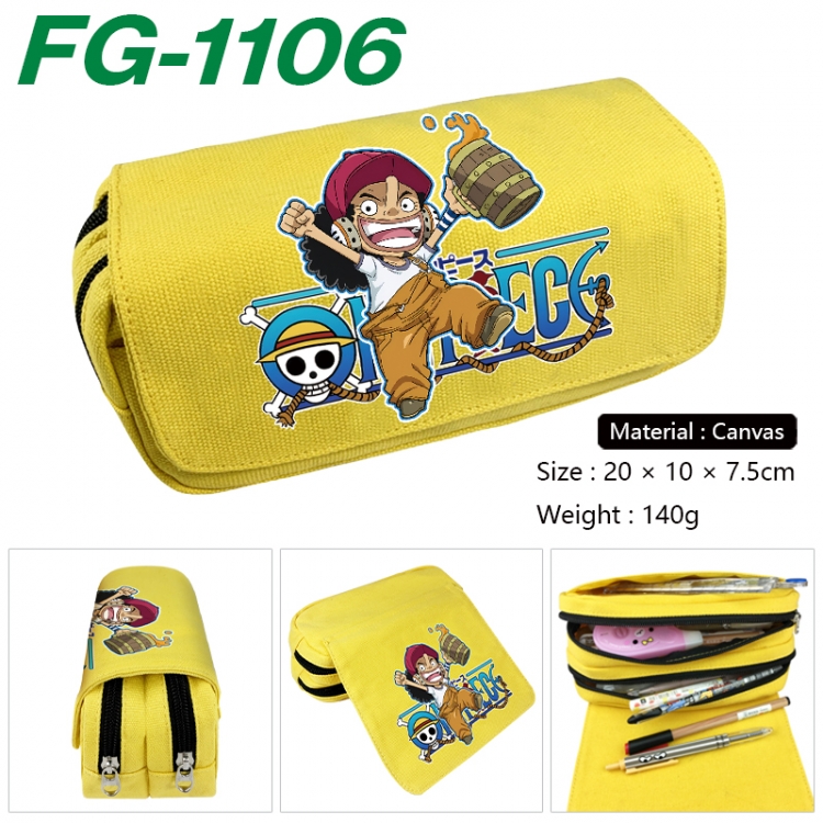 One Piece Anime Multi-Function Double Zipper Canvas Cosmetic Bag Pen Case 20x10x7.5cm