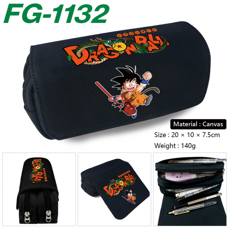 DRAGON BALL Anime Multi-Function Double Zipper Canvas Cosmetic Bag Pen Case 20x10x7.5cm FG-1132