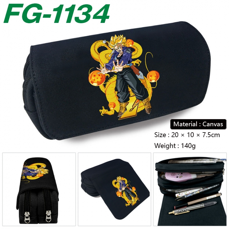 DRAGON BALL Anime Multi-Function Double Zipper Canvas Cosmetic Bag Pen Case 20x10x7.5cm FG-1134