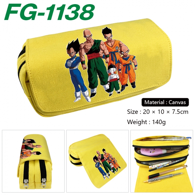 DRAGON BALL Anime Multi-Function Double Zipper Canvas Cosmetic Bag Pen Case 20x10x7.5cm FG-1138