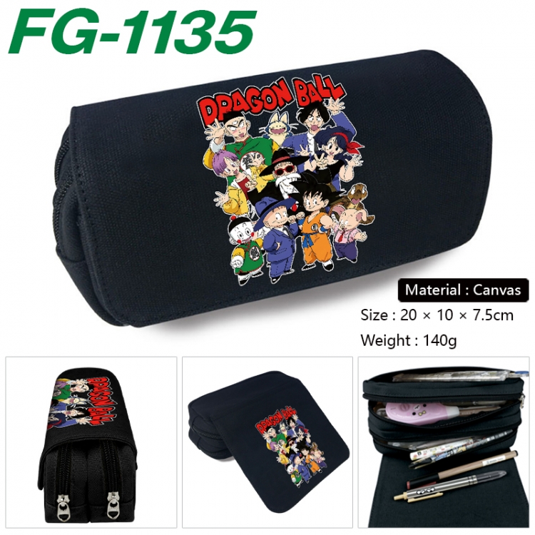 DRAGON BALL Anime Multi-Function Double Zipper Canvas Cosmetic Bag Pen Case 20x10x7.5cm FG-1135