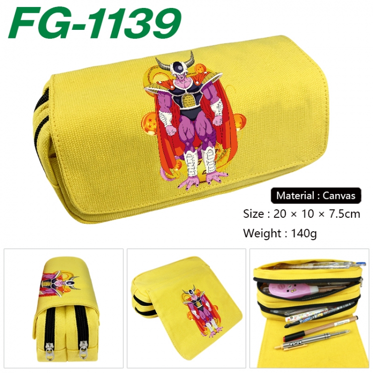 DRAGON BALL Anime Multi-Function Double Zipper Canvas Cosmetic Bag Pen Case 20x10x7.5cm FG-1139