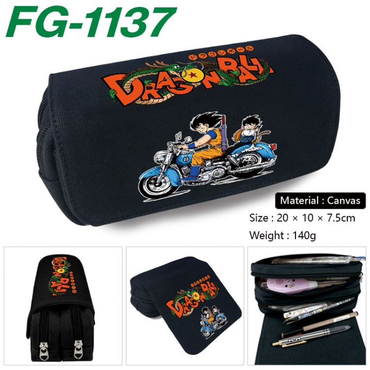 DRAGON BALL Anime Multi-Function Double Zipper Canvas Cosmetic Bag Pen Case 20x10x7.5cm FG-1137