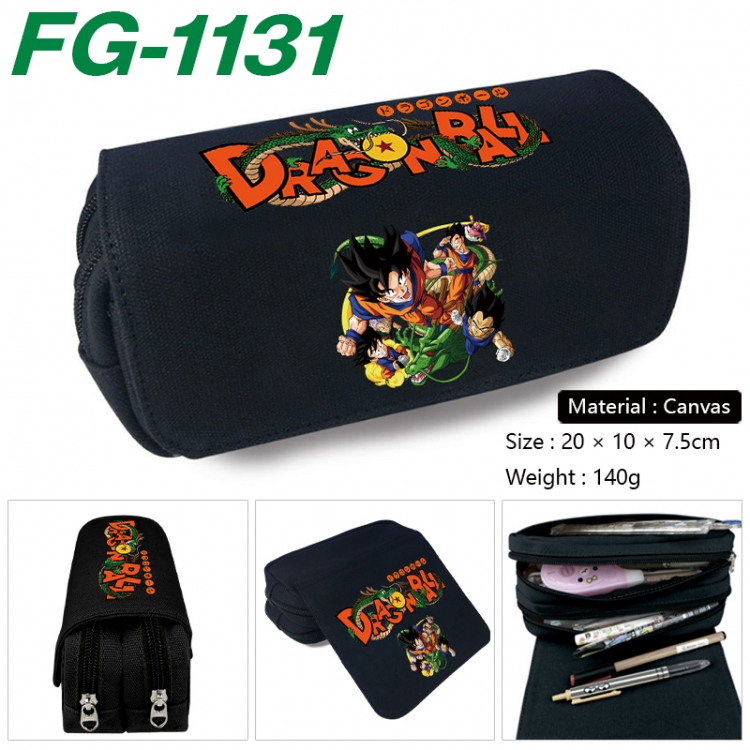 DRAGON BALL Anime Multi-Function Double Zipper Canvas Cosmetic Bag Pen Case 20x10x7.5cm FG-1131