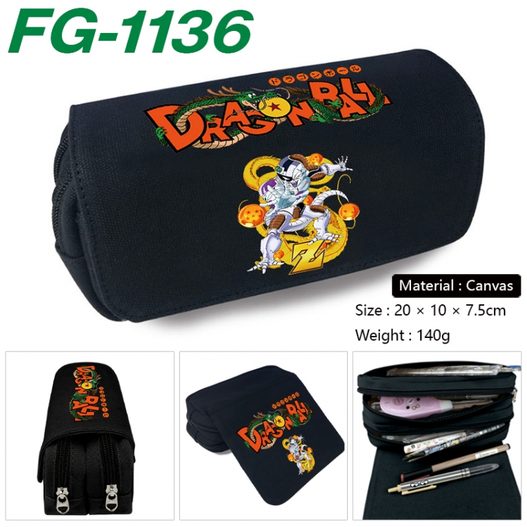 DRAGON BALL Anime Multi-Function Double Zipper Canvas Cosmetic Bag Pen Case 20x10x7.5cm  FG-1136