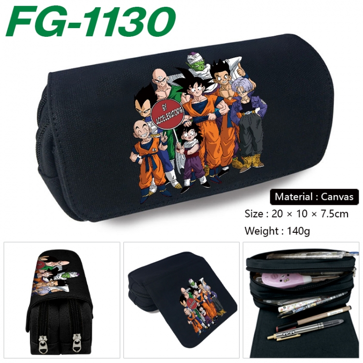 DRAGON BALL Anime Multi-Function Double Zipper Canvas Cosmetic Bag Pen Case 20x10x7.5cm FG-1130