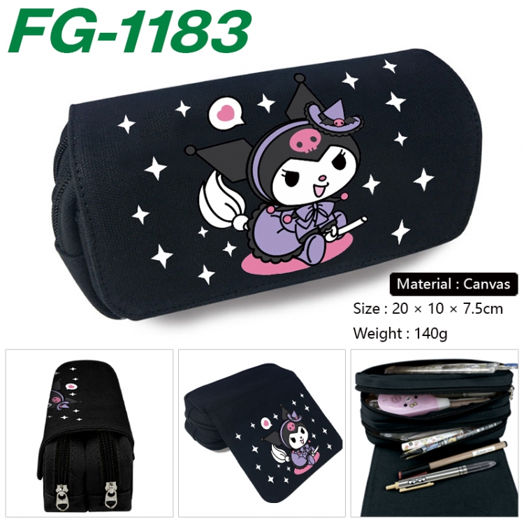 sanrio Anime Multi-Function Double Zipper Canvas Cosmetic Bag Pen Case 20x10x7.5cm FG-1183