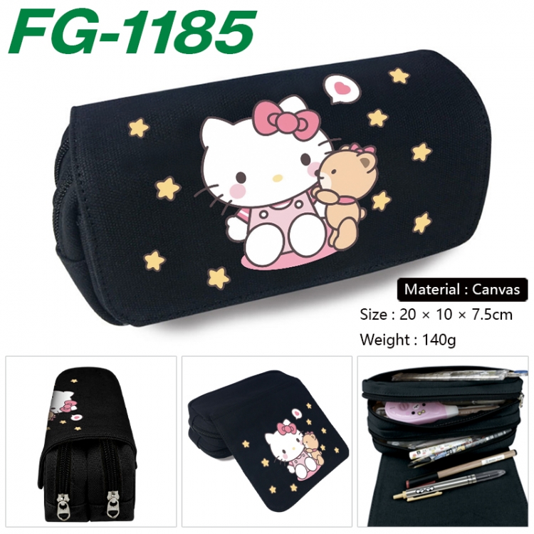 sanrio Anime Multi-Function Double Zipper Canvas Cosmetic Bag Pen Case 20x10x7.5cm FG-1185