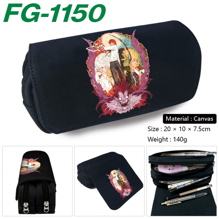 Death note Anime Multi-Function Double Zipper Canvas Cosmetic Bag Pen Case 20x10x7.5cm FG-1150