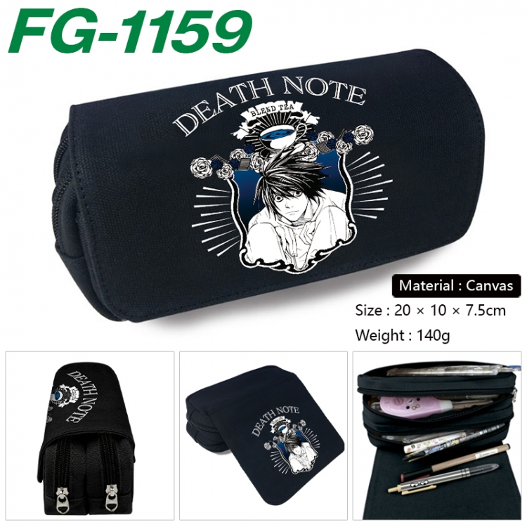 Death note Anime Multi-Function Double Zipper Canvas Cosmetic Bag Pen Case 20x10x7.5cm   FG-1159