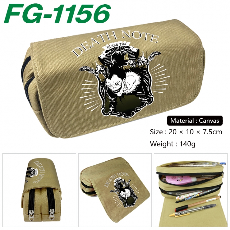 Death note Anime Multi-Function Double Zipper Canvas Cosmetic Bag Pen Case 20x10x7.5cm FG-1156