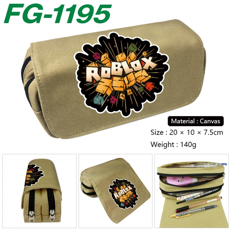 Roblox Anime Multi-Function Double Zipper Canvas Cosmetic Bag Pen Case 20x10x7.5cm   FG-1195