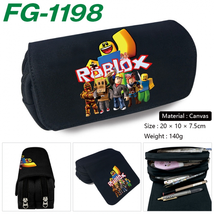 Roblox Anime Multi-Function Double Zipper Canvas Cosmetic Bag Pen Case 20x10x7.5cm  FG-1198