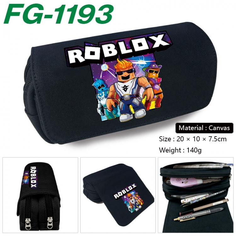 Roblox Anime Multi-Function Double Zipper Canvas Cosmetic Bag Pen Case 20x10x7.5cm  FG-1193