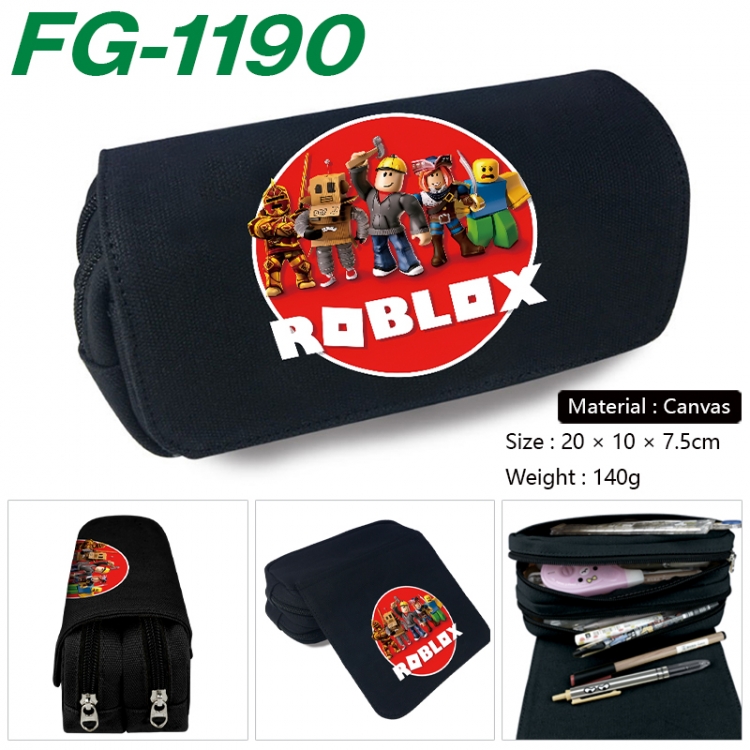 Roblox Anime Multi-Function Double Zipper Canvas Cosmetic Bag Pen Case 20x10x7.5cm  FG-1190