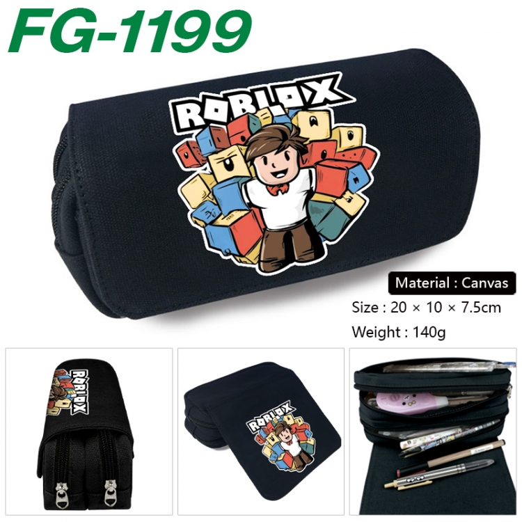 Roblox Anime Multi-Function Double Zipper Canvas Cosmetic Bag Pen Case 20x10x7.5cm  FG-1199