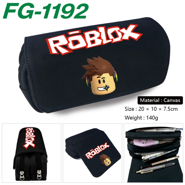 Roblox Anime Multi-Function Double Zipper Canvas Cosmetic Bag Pen Case 20x10x7.5cm  FG-1192