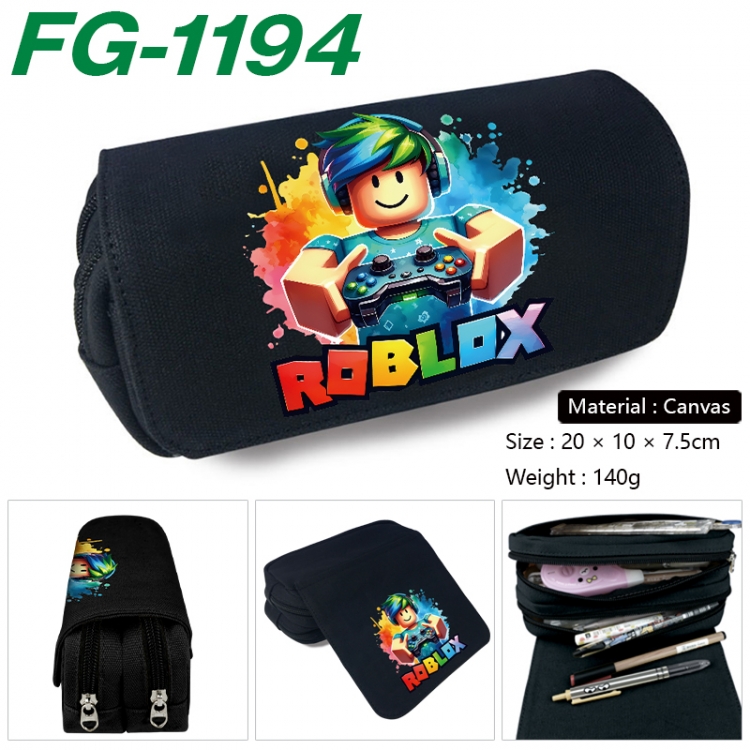 Roblox Anime Multi-Function Double Zipper Canvas Cosmetic Bag Pen Case 20x10x7.5cm  FG-1194