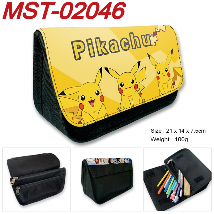 Pokemon Anime Velcro canvas zipper pencil case Pencil Bag 21x14x7.5cm  MST-02046