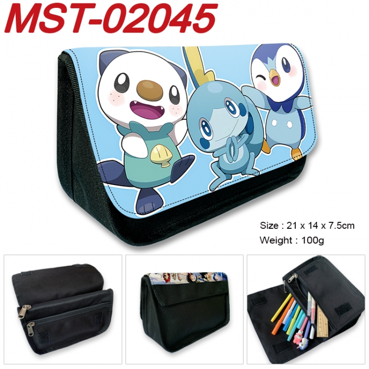 Pokemon Anime Velcro canvas zipper pencil case Pencil Bag 21x14x7.5cm MST-02045