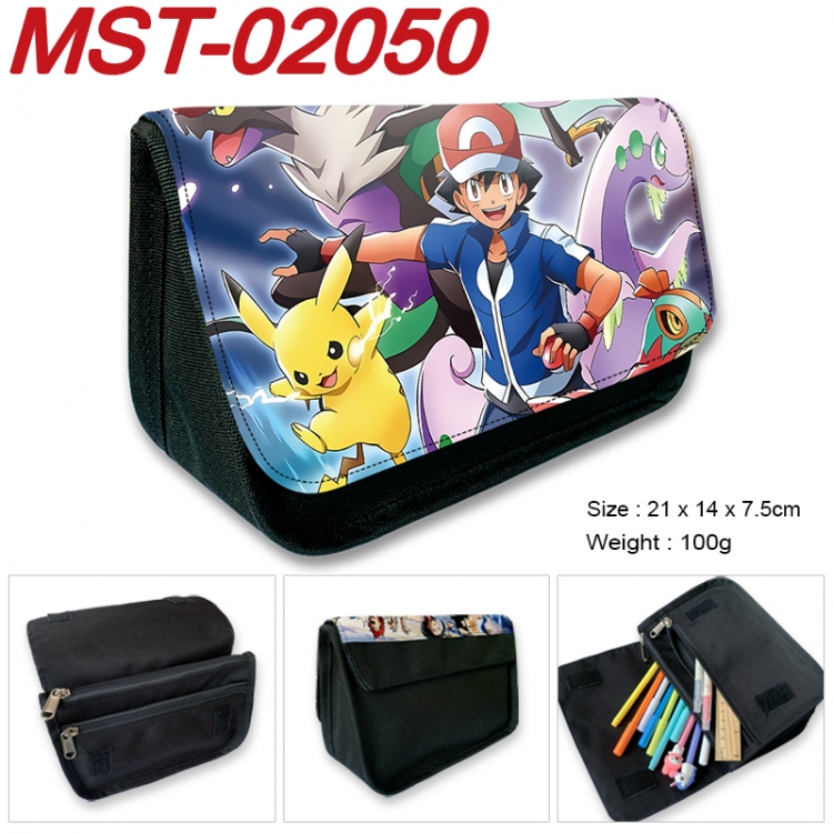 Pokemon Anime Velcro canvas zipper pencil case Pencil Bag 21x14x7.5cm MST-02050