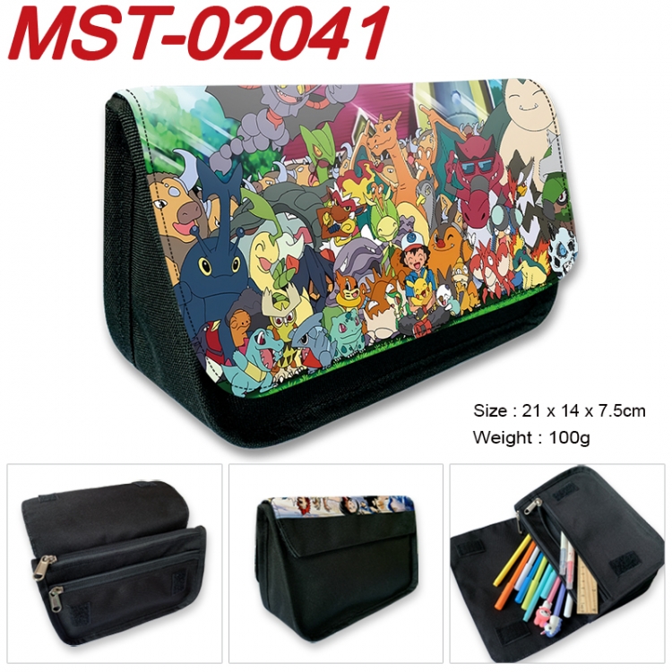 Pokemon Anime Velcro canvas zipper pencil case Pencil Bag 21x14x7.5cm MST-02041 魔