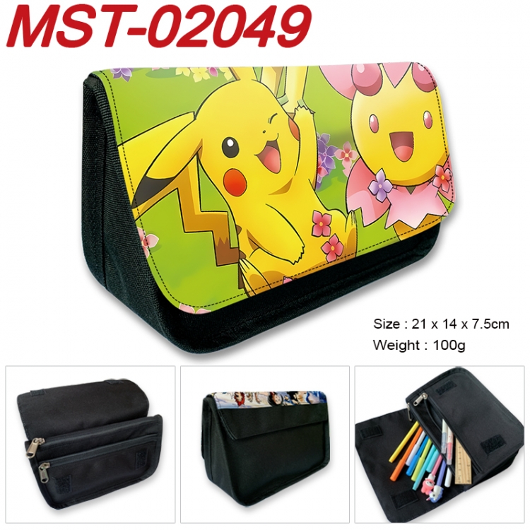 Pokemon Anime Velcro canvas zipper pencil case Pencil Bag 21x14x7.5cm MST-02049