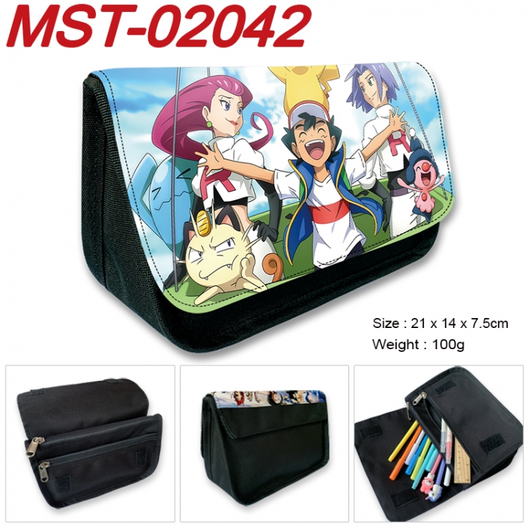 Pokemon Anime Velcro canvas zipper pencil case Pencil Bag 21x14x7.5cm MST-02042