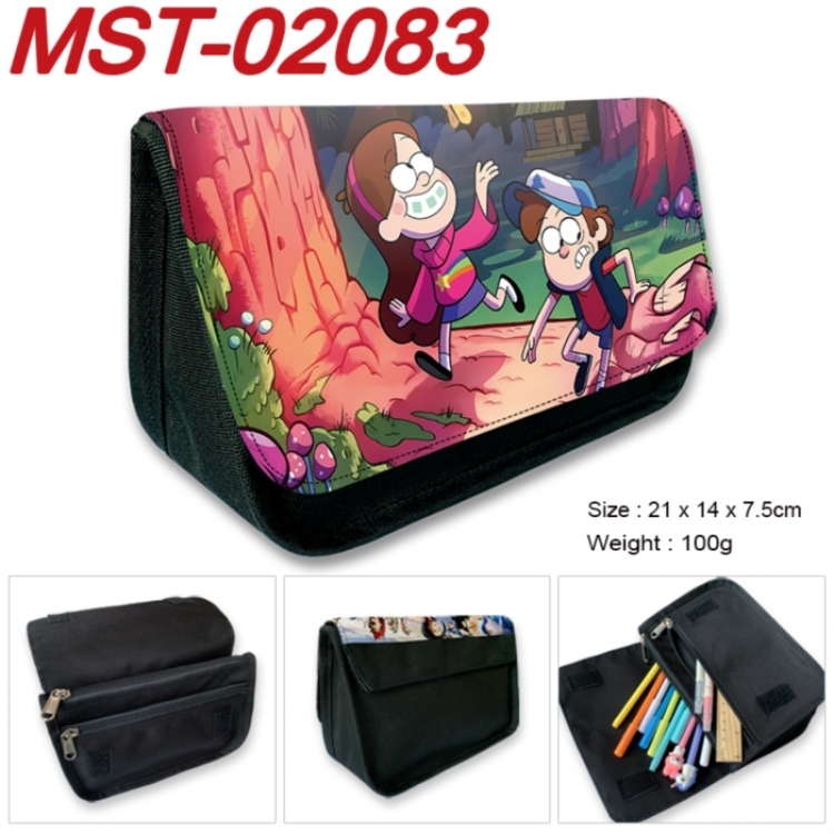 Gravity Falls Anime Velcro canvas zipper pencil case Pencil Bag 21x14x7.5cm