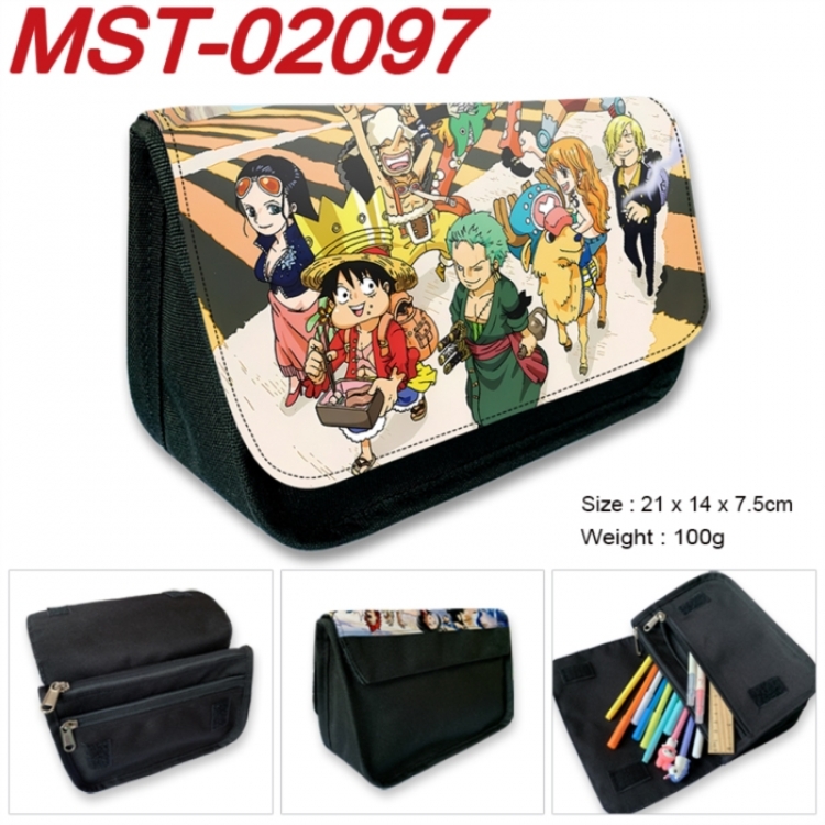 One Piece Anime Velcro canvas zipper pencil case Pencil Bag 21x14x7.5cm  MST-02097