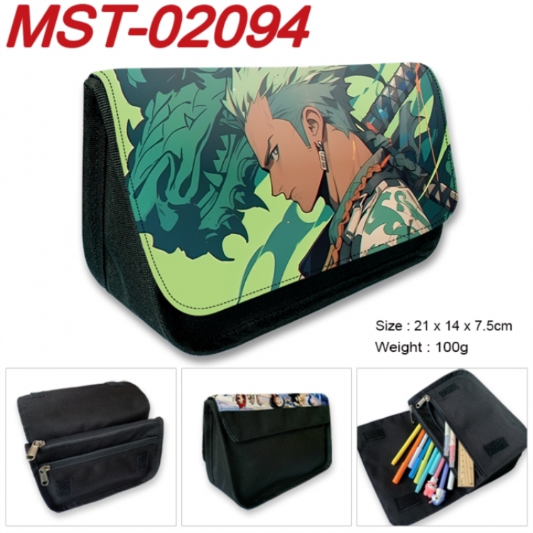 One Piece Anime Velcro canvas zipper pencil case Pencil Bag 21x14x7.5cm  MST-02094