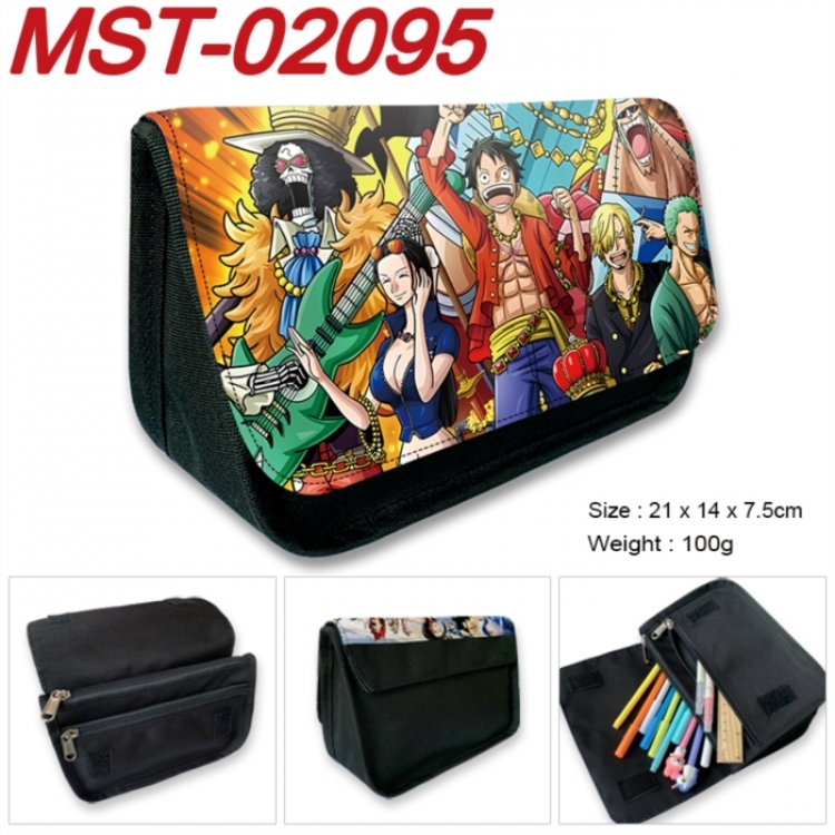 One Piece Anime Velcro canvas zipper pencil case Pencil Bag 21x14x7.5cm MST-02095