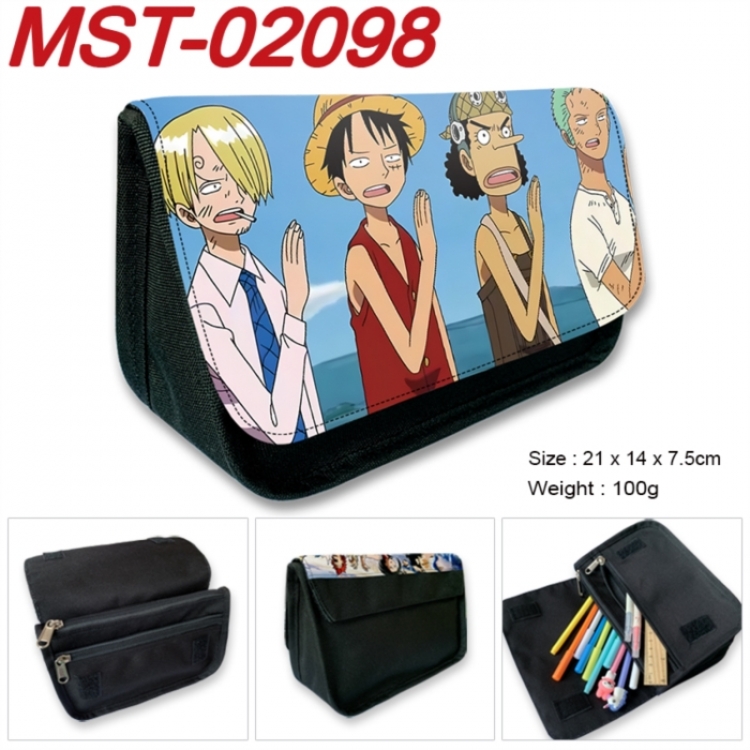 One Piece Anime Velcro canvas zipper pencil case Pencil Bag 21x14x7.5cm MST-02098