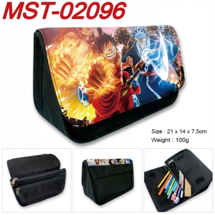 One Piece Anime Velcro canvas zipper pencil case Pencil Bag 21x14x7.5cm MST-02096