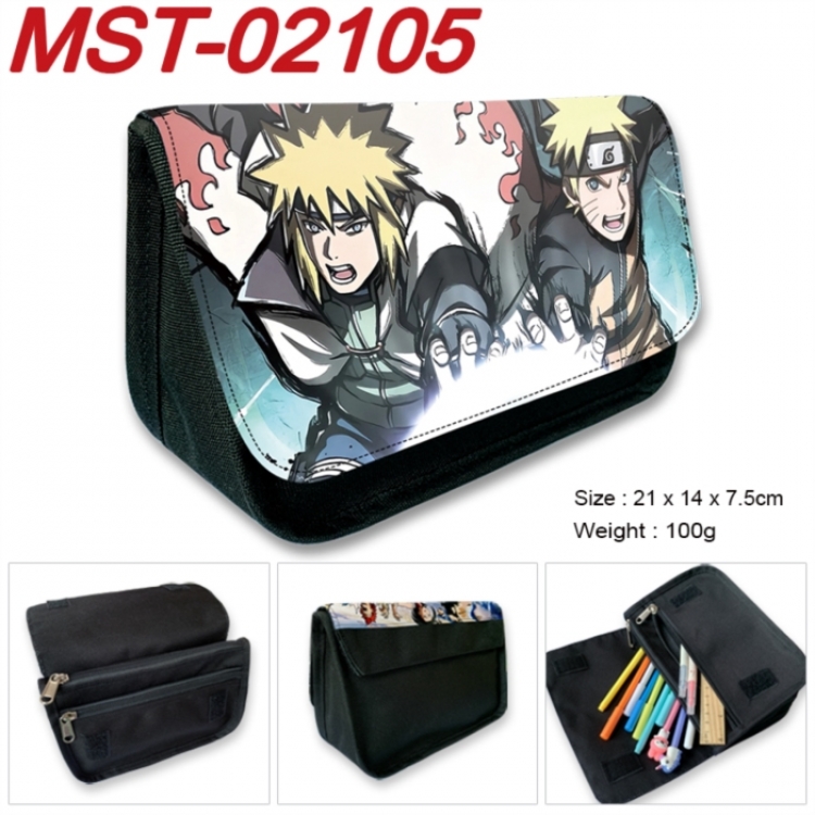 Naruto Anime Velcro canvas zipper pencil case Pencil Bag 21x14x7.5cm MST-02105