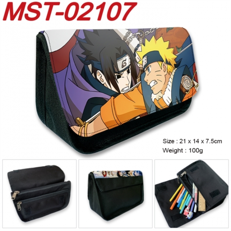 Naruto Anime Velcro canvas zipper pencil case Pencil Bag 21x14x7.5cm MST-02107