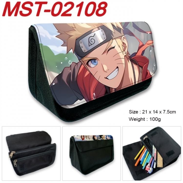 Naruto Anime Velcro canvas zipper pencil case Pencil Bag 21x14x7.5cm MST-02108