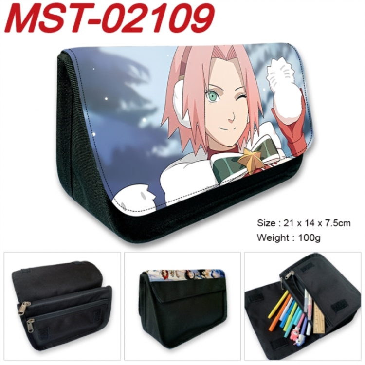 Naruto Anime Velcro canvas zipper pencil case Pencil Bag 21x14x7.5cm MST-02109