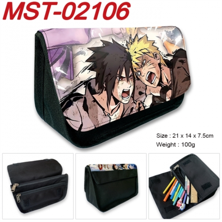 Naruto Anime Velcro canvas zipper pencil case Pencil Bag 21x14x7.5cm MST-02106