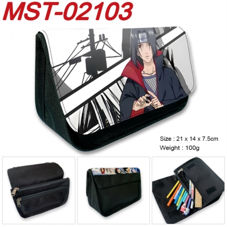 Naruto Anime Velcro canvas zipper pencil case Pencil Bag 21x14x7.5cm MST-02103