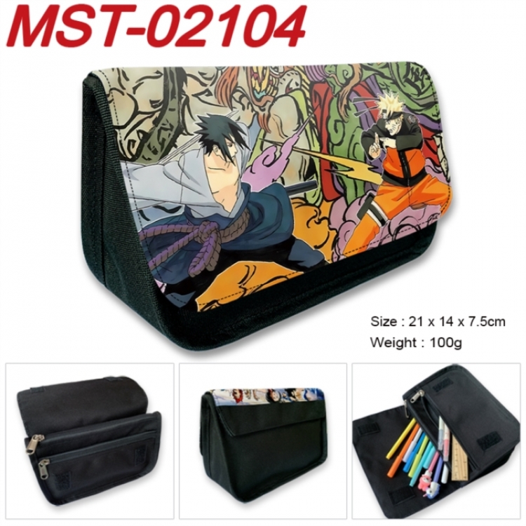 Naruto Anime Velcro canvas zipper pencil case Pencil Bag 21x14x7.5cm MST-02104