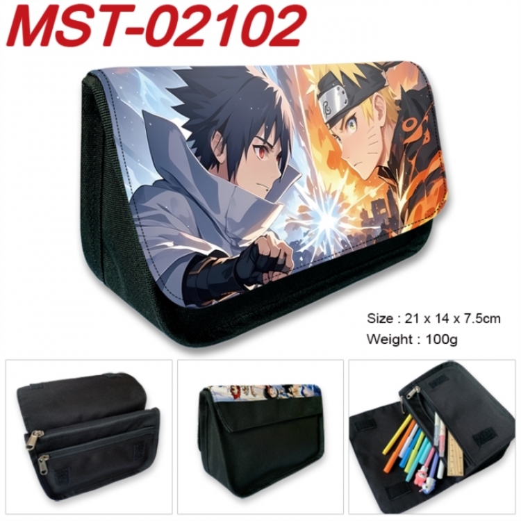 Naruto Anime Velcro canvas zipper pencil case Pencil Bag 21x14x7.5cm  MST-02102