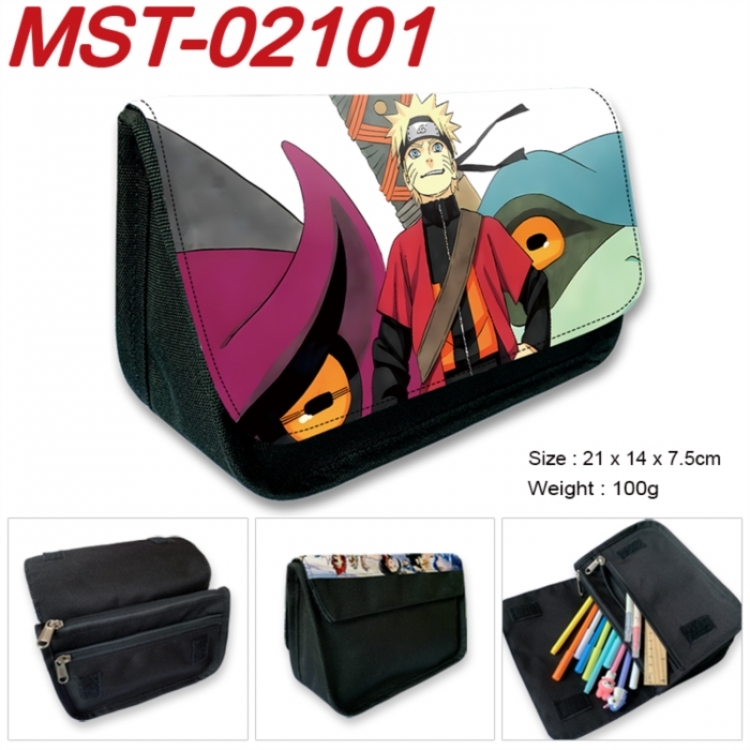 Naruto Anime Velcro canvas zipper pencil case Pencil Bag 21x14x7.5cm MST-02101