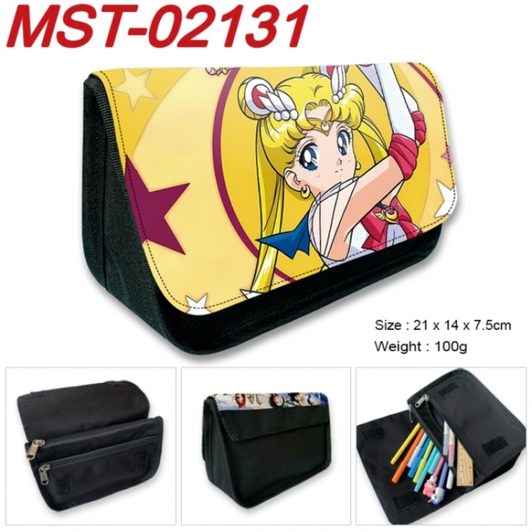 sailormoon Anime Velcro canvas zipper pencil case Pencil Bag 21x14x7.5cm MST-02131