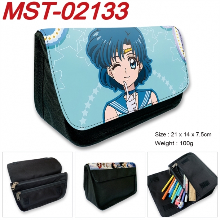 sailormoon Anime Velcro canvas zipper pencil case Pencil Bag 21x14x7.5cm MST-02133